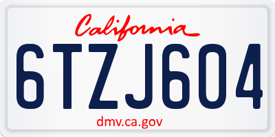 CA license plate 6TZJ604