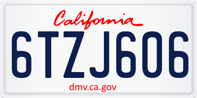 CA license plate 6TZJ606