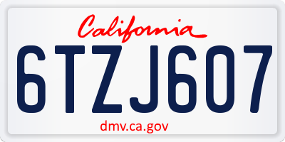 CA license plate 6TZJ607