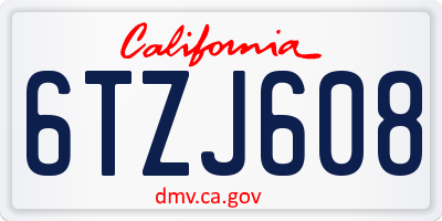 CA license plate 6TZJ608