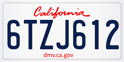 CA license plate 6TZJ612