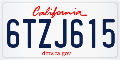 CA license plate 6TZJ615