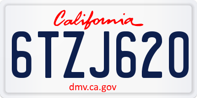 CA license plate 6TZJ620