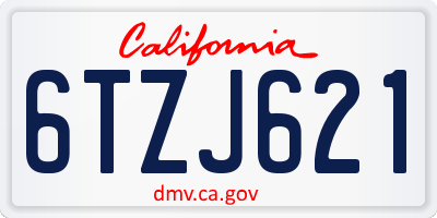 CA license plate 6TZJ621