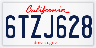 CA license plate 6TZJ628
