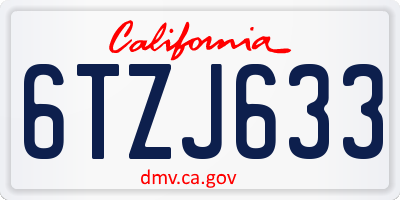 CA license plate 6TZJ633