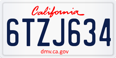 CA license plate 6TZJ634