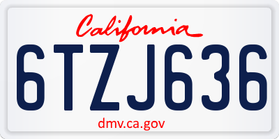 CA license plate 6TZJ636