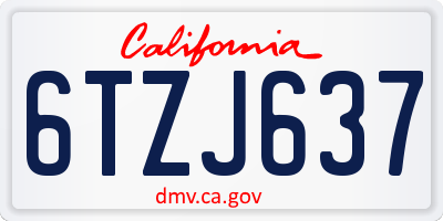CA license plate 6TZJ637