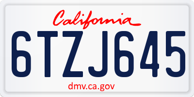 CA license plate 6TZJ645