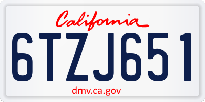 CA license plate 6TZJ651