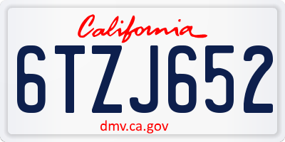 CA license plate 6TZJ652