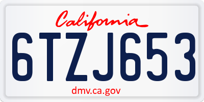 CA license plate 6TZJ653