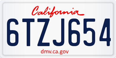 CA license plate 6TZJ654