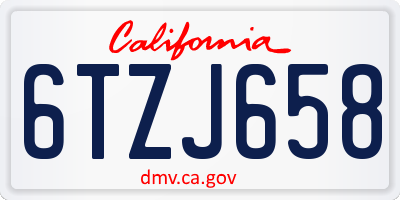 CA license plate 6TZJ658