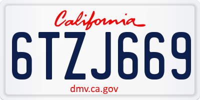 CA license plate 6TZJ669