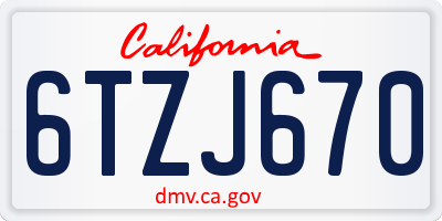 CA license plate 6TZJ670