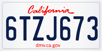 CA license plate 6TZJ673