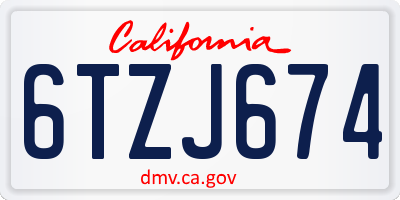 CA license plate 6TZJ674