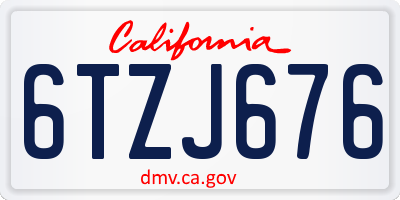 CA license plate 6TZJ676