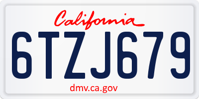 CA license plate 6TZJ679
