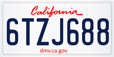 CA license plate 6TZJ688