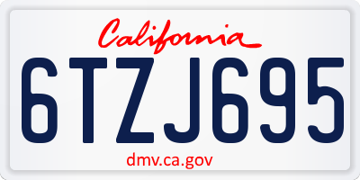 CA license plate 6TZJ695