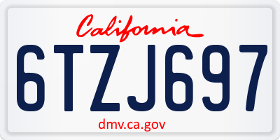 CA license plate 6TZJ697