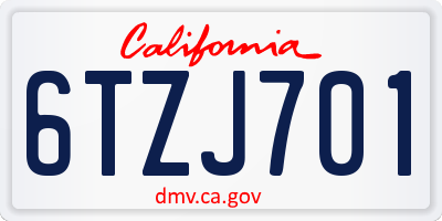 CA license plate 6TZJ701