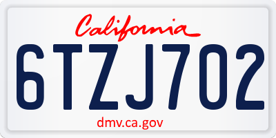 CA license plate 6TZJ702