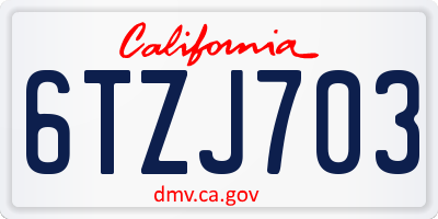 CA license plate 6TZJ703