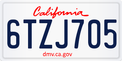 CA license plate 6TZJ705