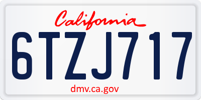 CA license plate 6TZJ717