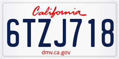 CA license plate 6TZJ718
