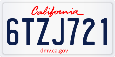CA license plate 6TZJ721