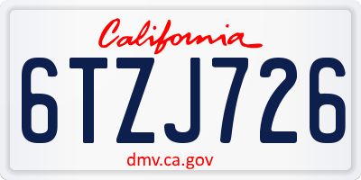 CA license plate 6TZJ726