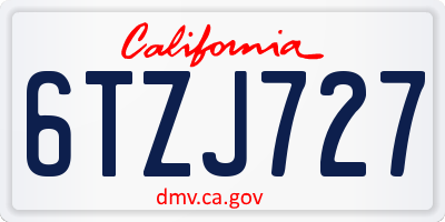 CA license plate 6TZJ727