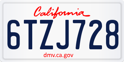 CA license plate 6TZJ728