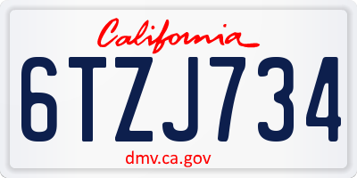 CA license plate 6TZJ734