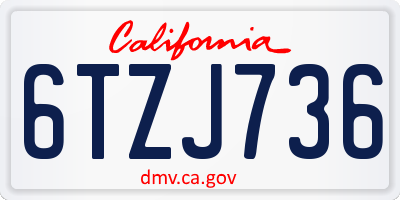 CA license plate 6TZJ736