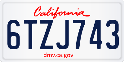 CA license plate 6TZJ743