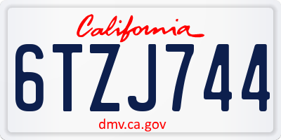 CA license plate 6TZJ744