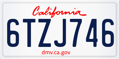 CA license plate 6TZJ746