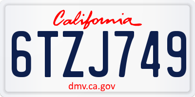 CA license plate 6TZJ749