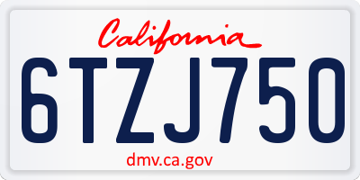 CA license plate 6TZJ750