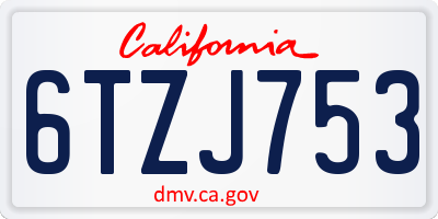 CA license plate 6TZJ753