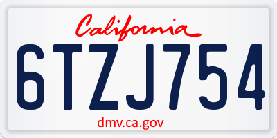 CA license plate 6TZJ754
