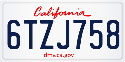 CA license plate 6TZJ758