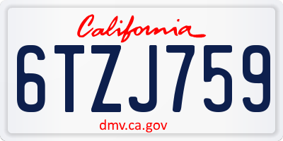 CA license plate 6TZJ759