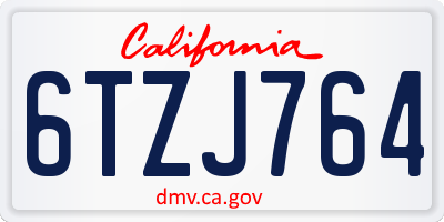 CA license plate 6TZJ764